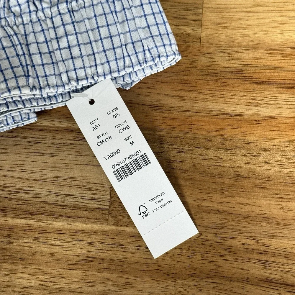 NWT J CREW Boxer Short Underwear Sz M Blue Check Classic Comfort Oarsman